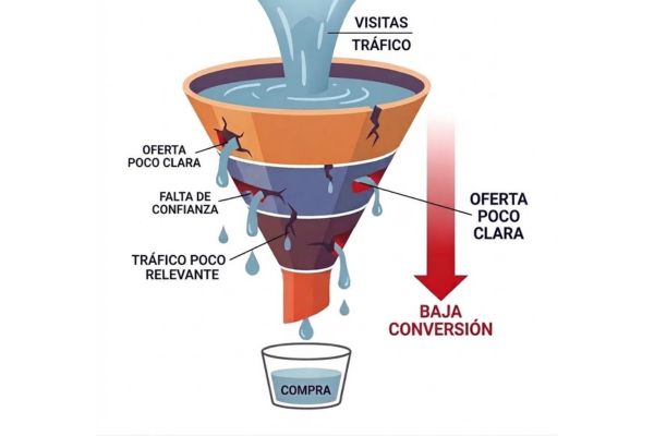 Vista de administrador de archivos en Windows con un diagrama de embudo de conversión de marketing y una previsualización de la tarjeta de presentación de "Paola Páez Marketing".